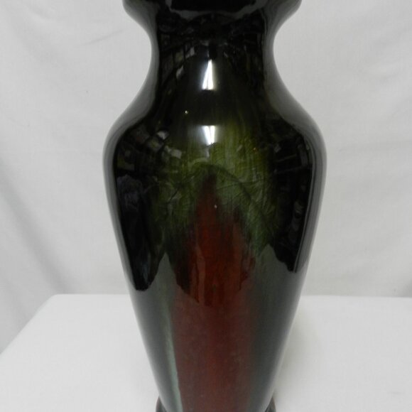 Vintage Chinese Art Pottery Flambe Glazed Red Oxblood 13.5"  Tall Vase ombre - Picture 10 of 12